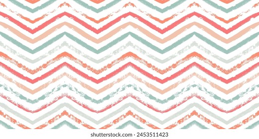 Aquarell Zickzack Streifen nahtlose Vektorgrafik Muster, Weihnachtsmusiken Dekor Hintergrund. Abstrakte Chevron-Linien, gestreifte Pastelllinien drucken.