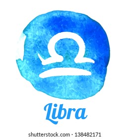 Watercolor zodiac icon set: Libra, vector sign