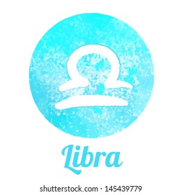 Watercolor zodiac icon set: Libra, vector sign