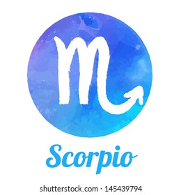 Watercolor zodiac icon set: Scorpio, vector sign