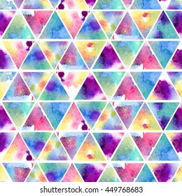 watercolor,colored spots vector,handmade,triangles,seamless pattern, abstract background