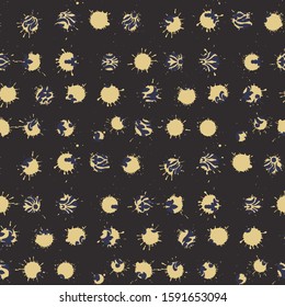 Watercolor-Dyed Effect Brushed Textured Dots Graphic Motif. Seamless Pattern.