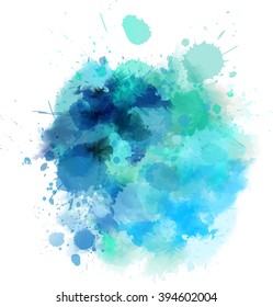 Watercolored splash blot in blue color