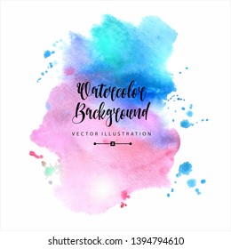 Watercolored splash blot in blue and violet color