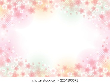 Watercolor-like cherry blossom frame design