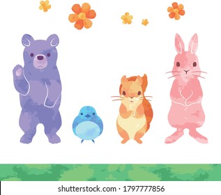 Watercolor-like vector illustration of animals