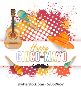 Watercolors Cinco de Mayo Greeting Card, Poster, Background