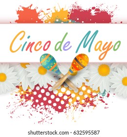 Watercolors Cinco de Mayo Greeting Card, Poster, Background