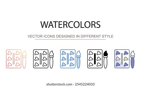 Watercolors icon design with white background stock illustration