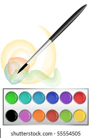 Water-colors  and paintbrush