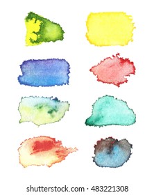 Watercolors splatter set. Colorful blots collection. For background, logo, text, or other uses.