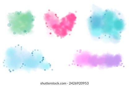 Watercolors are used for logo backgrounds.