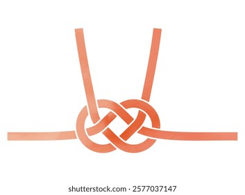 Watercolor-Style Awabi Knot (Abalone Knot) and Awaji Knot Mizuhiki Ribbon Vector Illustration
