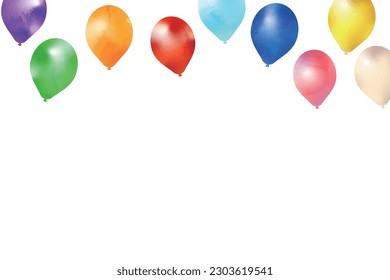 Watercolor-style background illustration with colorful balloons.