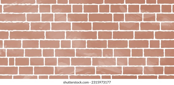 Watercolor-style brick wall background illustration - Brown