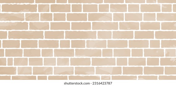 Watercolor-style brick wall background illustration - Beige