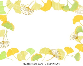 Watercolor-style ginkgo biloba frame illustration
