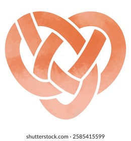 Watercolor-Style Heart Mizuhiki Vector Illustration
