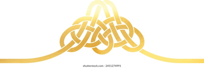 Watercolor-style Mount Fuji decorative ribbon for New Year's card material.Mount Fuji  Knot Mizuhiki Vector Illustration (paper strings tied around a wrapped gift)