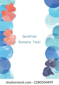 Watercolor-style polka dot and goldfish background illustration material