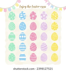 Watercolor-style Set of Colorful Easter Eggs
