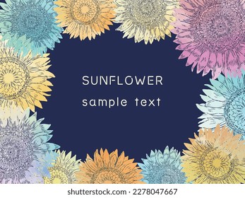 Watercolor-style sunflower frame background illustration material