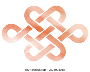 Watercolor-Style Treasure Knot Mizuhiki Ribbon Vector Illustration
