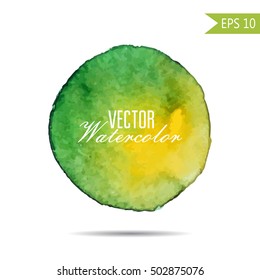 Watercolor-style vector spot illustration. Colorful element for design or print . Hand-drawn Rainbow background text word. Yellow green