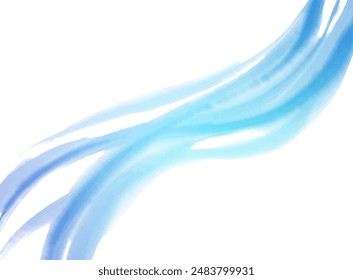 Watercolor-style wave line_water image background illustration
