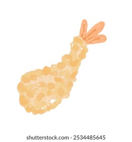 Watercolortempura ebi  illustration food . Fast food doodle in watercolor style vector illustration