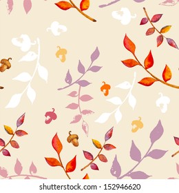 Watercolour Autumn Leaves Pattern