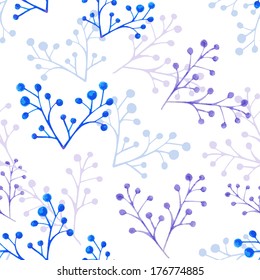 Watercolour blue floral seamless pattern