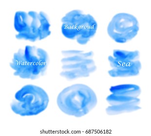 Watercolour blue subtitle background. Hand drawn banner set.