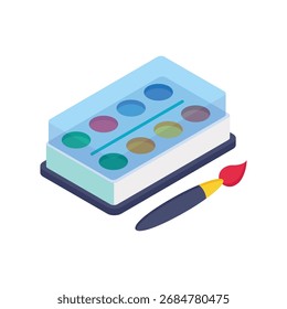 Aquarell Box Isometrische Vektorgrafik 