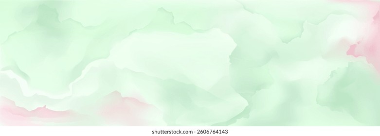 Watercolour brushstroke background in soft pastel hues. Delicate subtle blurring effect, light airy gradient. Ethereal dreamy backdrop for gentle spring designs. Watercolor abstract vector bg.