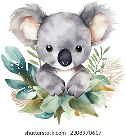 Aquarellkartoon koala tropische Tiergrafik