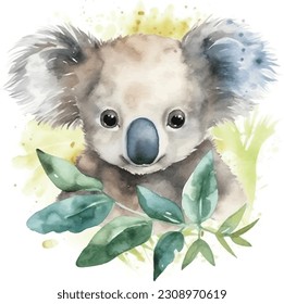 Aquarellkartoon koala tropische Tiergrafik