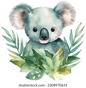 Aquarellkartoon koala tropische Tiergrafik