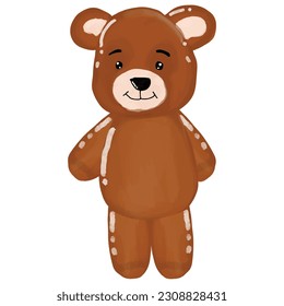 watercolour childish teddy bear animal. babyborn, invitation