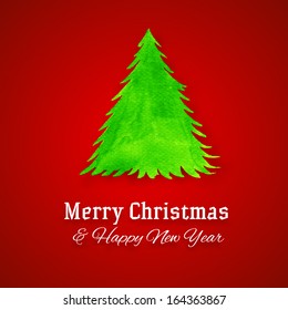 Watercolour christmas tree - christmas greetings
