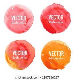 Watercolour Circle Set On White Backgrownd. Vector Illustration.