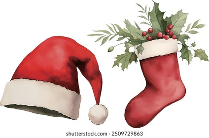 watercolour clipart of a Christmas