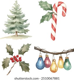 watercolour clipart of a Christmas Stocking