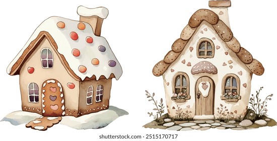 watercolour clipart of a Gingerbread House