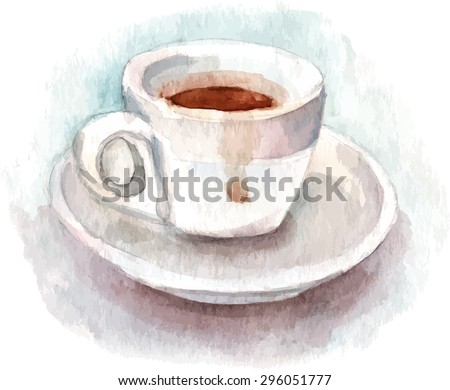 A watercolour cup of coffee, scalable vector graphic