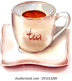 A watercolour cup of tea, scalable vector drawing