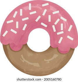  Watercolour donut isolated on white background