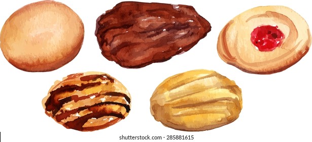 A watercolour drawing of traditional tea cookies, scalable vector graphic