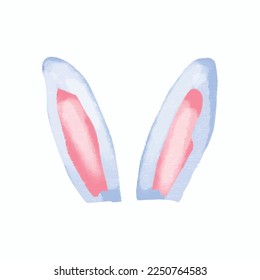 watercolour ear rabbit isolated on white background. Popular ear rabbit element