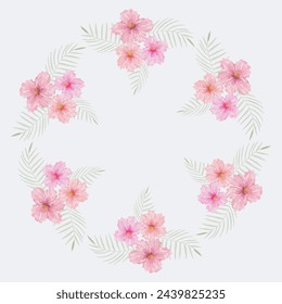 watercolour floral circle frame hand drawn illustration